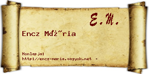 Encz Mária névjegykártya